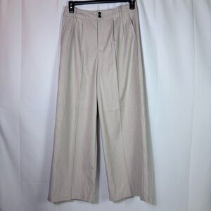 Madewell Buckle Back Pleated Wide Leg Trousers Tan Khaki 6 Minimalist Boho New